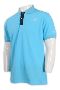 P1086 訂購撞色胸筒Polo恤 100%棉 新加坡遊輪中心 Polo恤製造商      天藍色